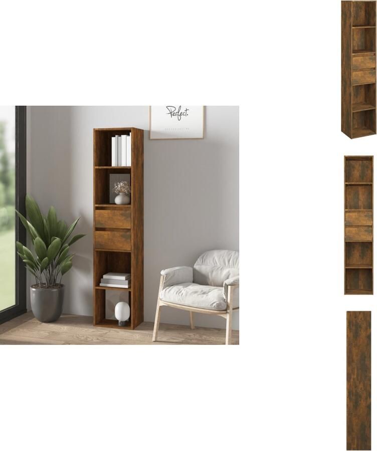 VidaXL Boekenkast Boekenkasten Boekenschap Boekenstandaard Boekenkast 36x30x171 cm bewerkt hout gerookt eikenkleurig