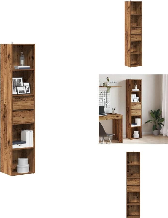 VidaXL Boekenkast Boekenkasten Boekenschap Boekenstandaard Boekenkast 36x30x171 cm bewerkt hout oud houtkleurig