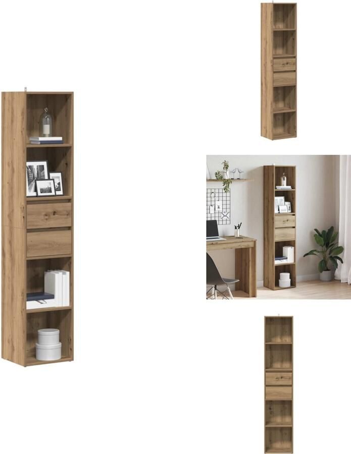 VidaXL Boekenkast Boekenkasten Boekenschap Boekenstandaard Boekenkast 36x30x171 cm bewerkt hout artisanaal eikenkleur