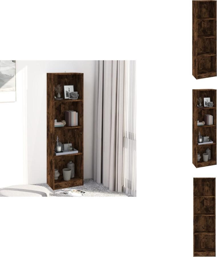 VidaXL Boekenkast Boekenkasten Boekenschap Boekenstandaard Boekenkast 4-laags 40x24x143 cm bewerkt hout gerookt eikenkleur