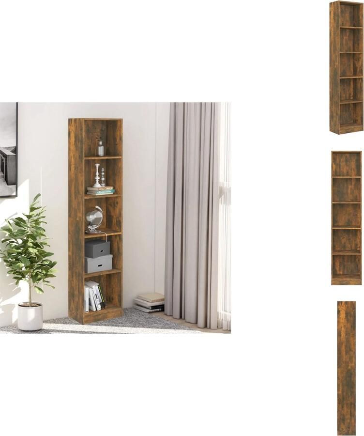 VidaXL Boekenkast Boekenkasten Boekenschap Boekenstandaard Boekenkast 40x24x175 cm bewerkt hout gerookt eikenkleurig - Foto 2