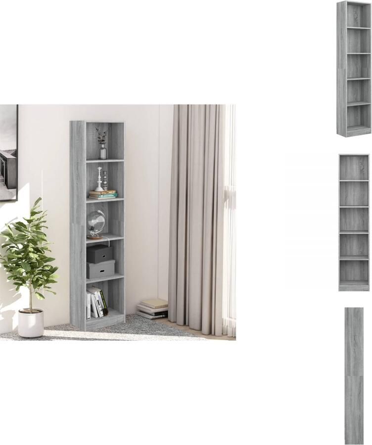 VidaXL Boekenkast Boekenkasten Boekenschap Boekenstandaard Boekenkast 40x24x175 cm bewerkt hout grijs sonoma eikenkleurig