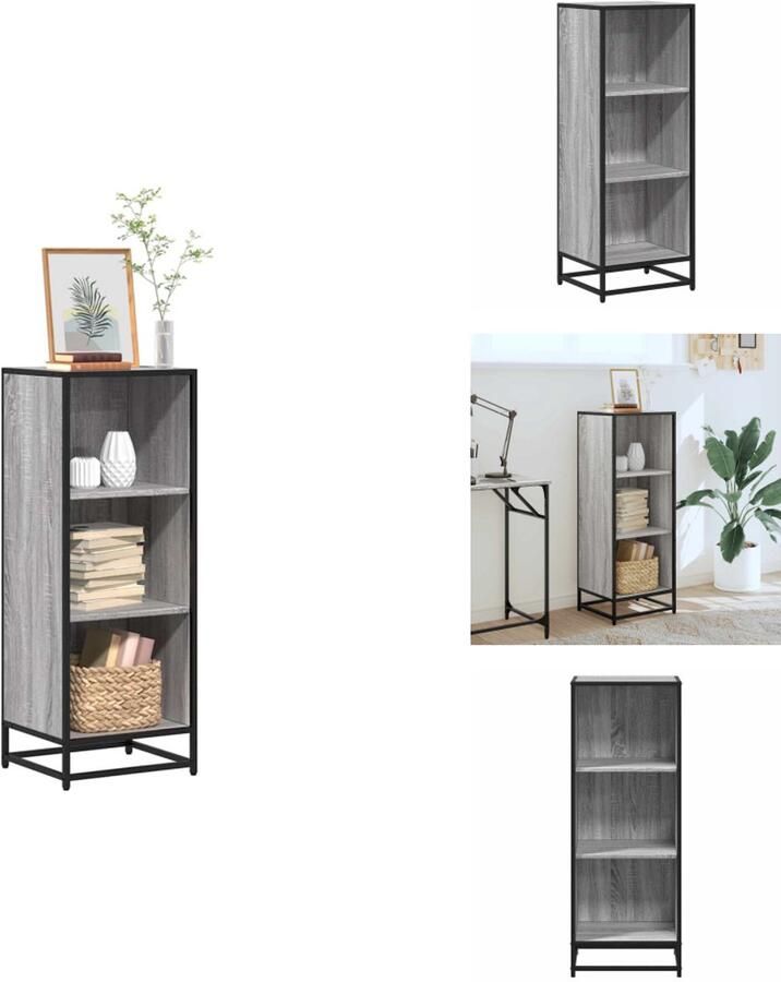 VidaXL Boekenkast Boekenkasten Boekenschap Boekenstandaard Boekenkast 40x35x107 5 cm bewerkt hout grijs sonoma eikenkleur