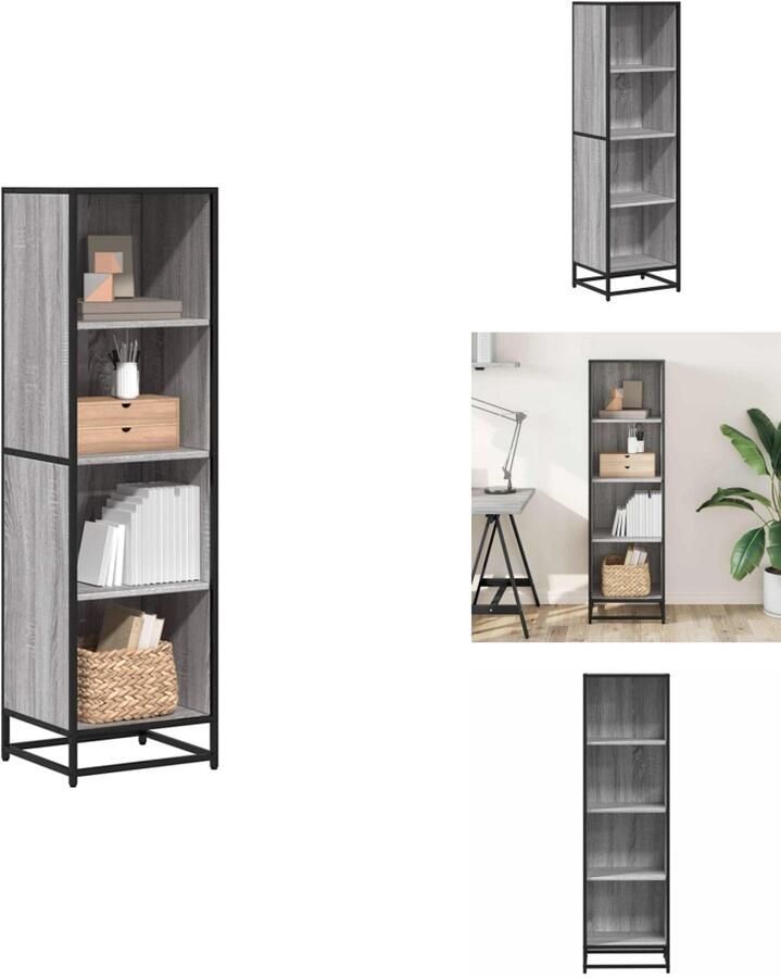 VidaXL Boekenkast Boekenkasten Boekenschap Boekenstandaard Boekenkast 40x35x139 cm bewerkt hout grijs sonoma eikenkleurig