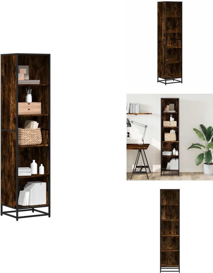 VidaXL Boekenkast Boekenkasten Boekenschap Boekenstandaard Boekenkast 40x35x170 5 cm bewerkt hout gerookt eikenkleurig