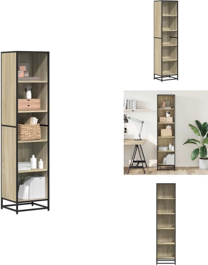 VidaXL Boekenkast Boekenkasten Boekenschap Boekenstandaard Boekenkast 40x35x170 5 cm bewerkt hout sonoma eikenkleurig