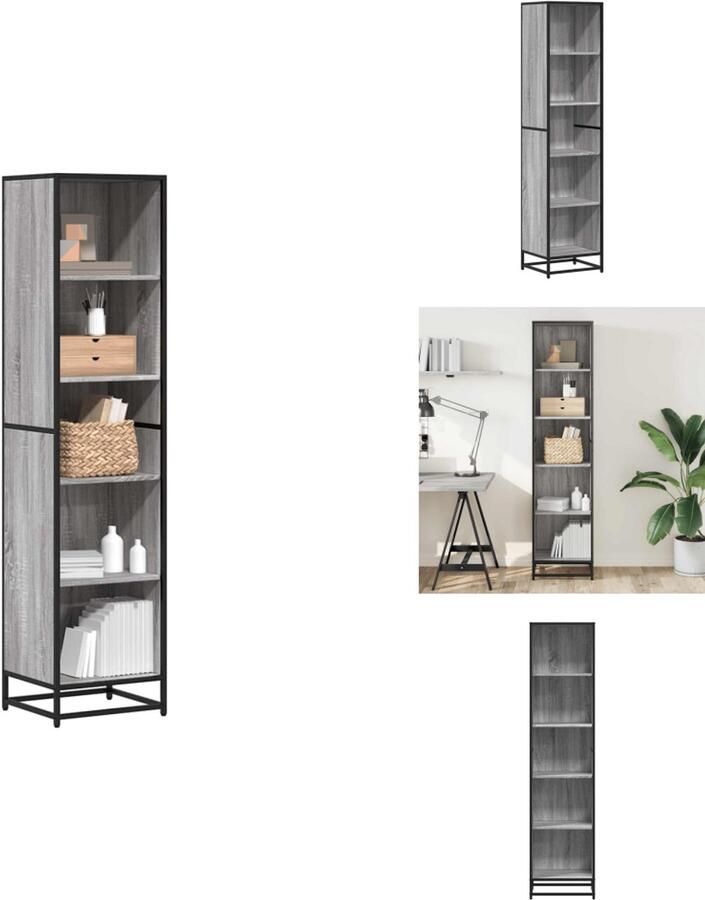 VidaXL Boekenkast Boekenkasten Boekenschap Boekenstandaard Boekenkast 40x35x170 5 cm bewerkt hout grijs sonoma eikenkleur