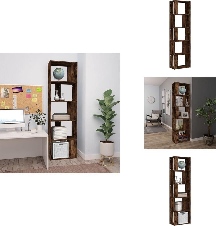 VidaXL Boekenkast Boekenkasten Boekenschap Boekenstandaard Boekenkast 45x24x160 cm bewerkt hout gerookt eikenkleurig - Foto 2