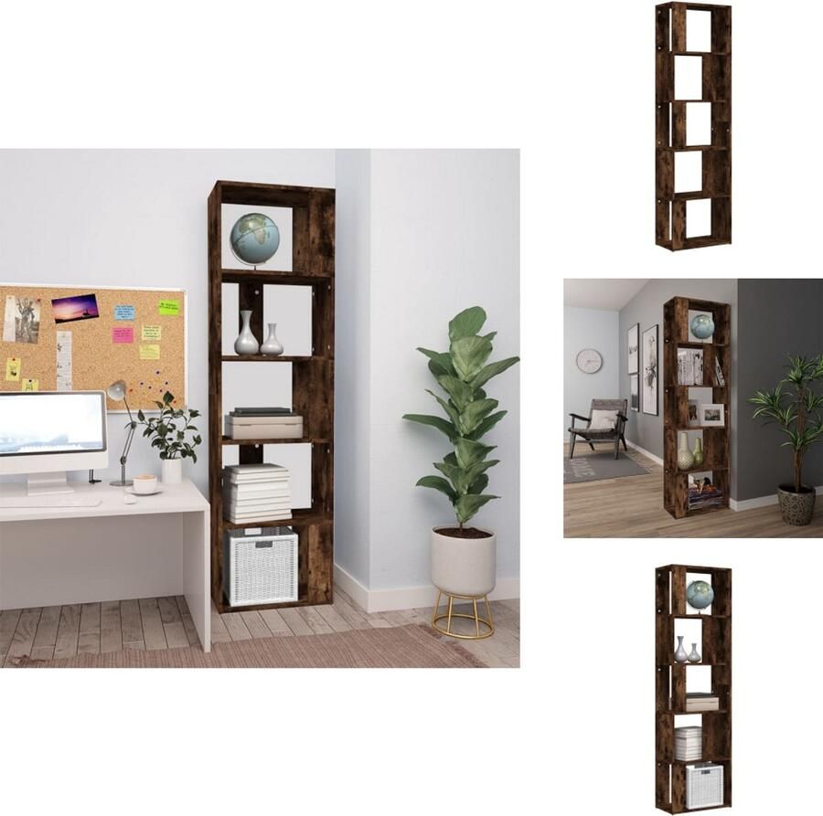 VidaXL Boekenkast Boekenkasten Boekenschap Boekenstandaard Boekenkast 45x24x160 cm bewerkt hout gerookt eikenkleurig