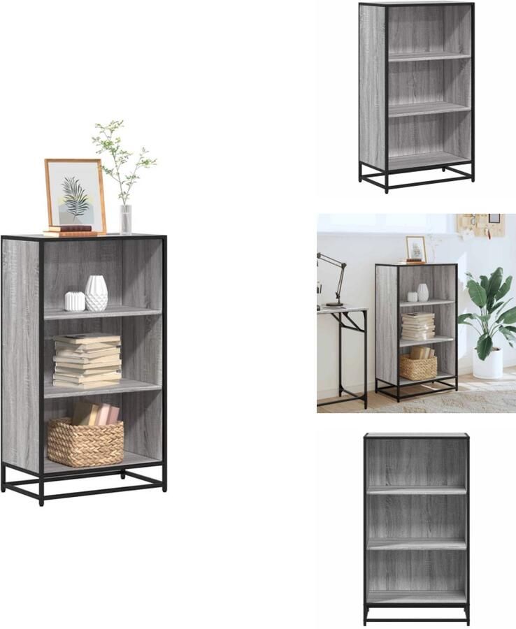 VidaXL Boekenkast Boekenkasten Boekenschap Boekenstandaard Boekenkast 60x35x107 5 cm bewerkt hout grijs sonoma eikenkleur