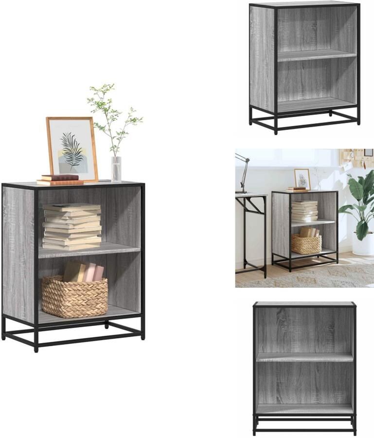 VidaXL Boekenkast Boekenkasten Boekenschap Boekenstandaard Boekenkast 60x35x76 cm bewerkt hout grijs sonoma eikenkleurig