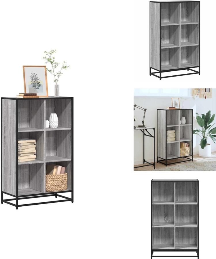 VidaXL Boekenkast Boekenkasten Boekenschap Boekenstandaard Boekenkast 65 5x33x107 5cm bewerkt hout grijs sonoma eikenkleur
