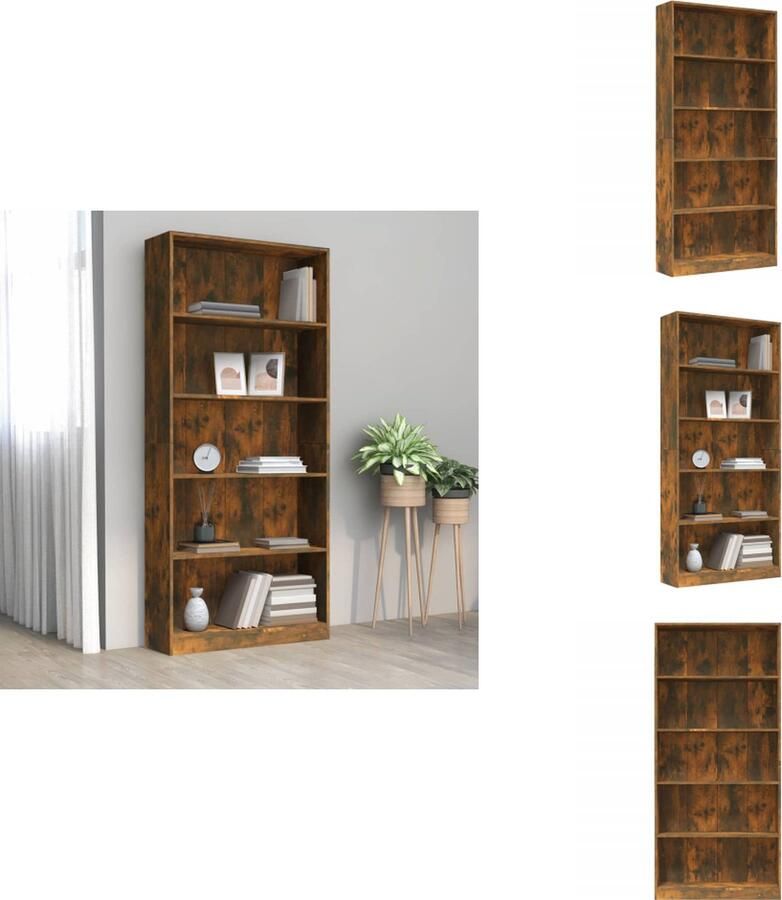 VidaXL Boekenkast Boekenkasten Boekenschap Boekenstandaard Boekenkast 80x24x175 cm bewerkt hout gerookt eikenkleurig