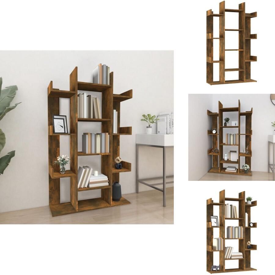 VidaXL Boekenkast Boekenkasten Boekenschap Boekenstandaard Boekenkast 86x25 5x140 cm bewerkt hout gerookt eikenkleurig