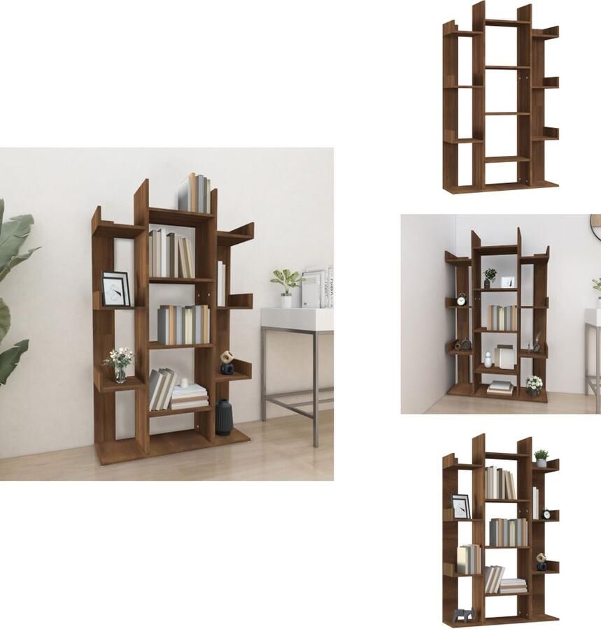VidaXL Boekenkast Boekenkasten Boekenschap Boekenstandaard Boekenkast 86x25 5x140 cm bewerkt hout bruin eikenkleur