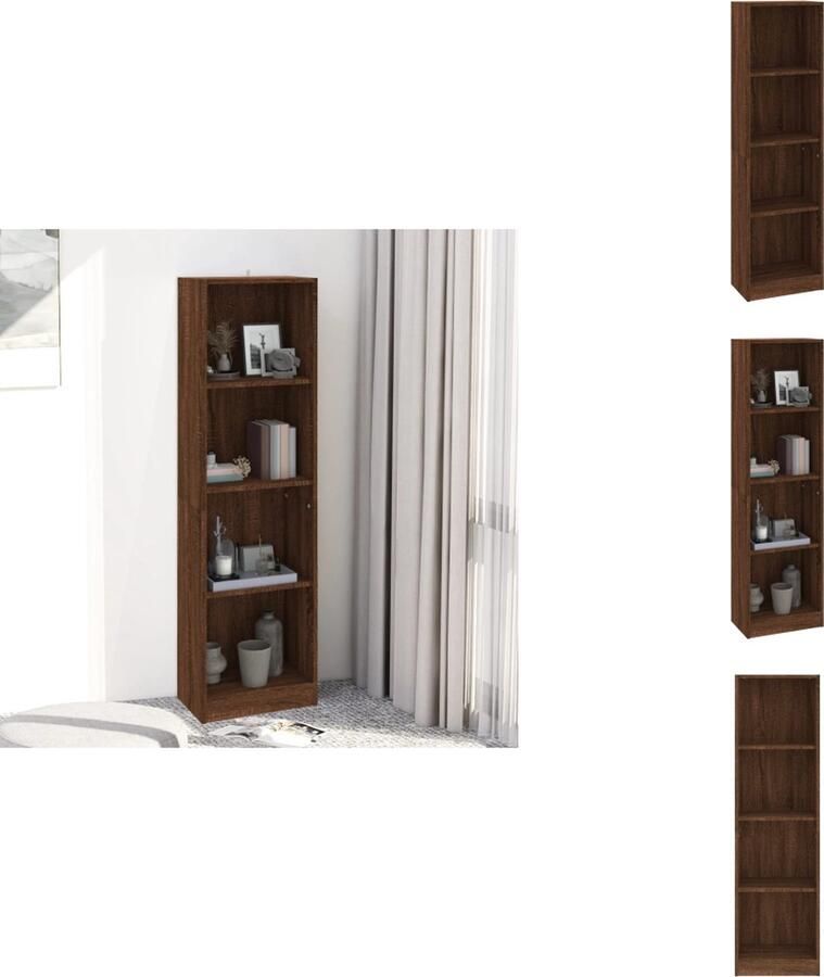VidaXL Boekenkast Boekenkasten Boekenschap Boekenstandaard Boekenkast met 4 schappen 40x24x143 cm bewerkt hout bruineiken