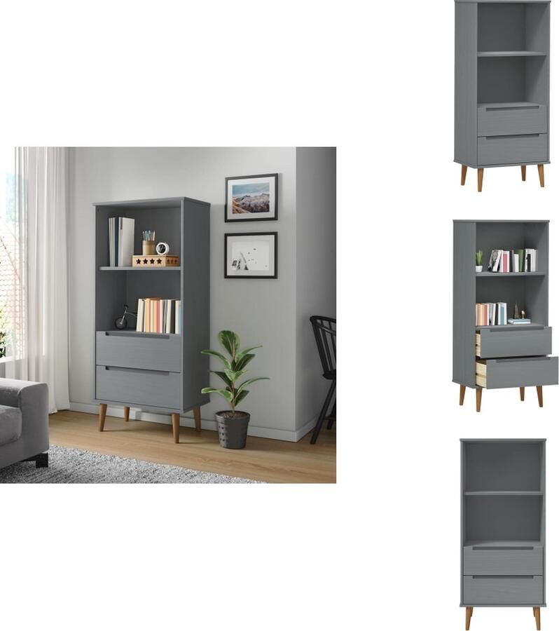 VidaXL Boekenkast Boekenkasten Boekenschap Boekenstandaard Boekenkast MOLDE 60x35x133 5 cm massief grenenhout grijs