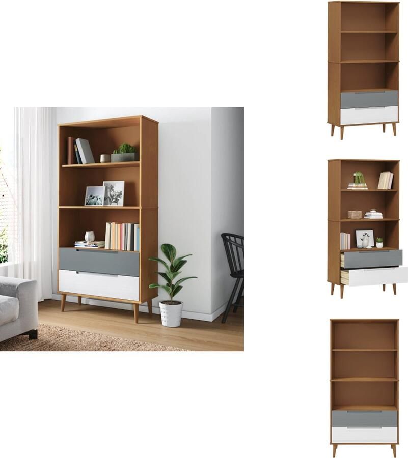 VidaXL Boekenkast Boekenkasten Boekenschap Boekenstandaard Boekenkast MOLDE 85x35x170 5 cm massief grenenhout bruin
