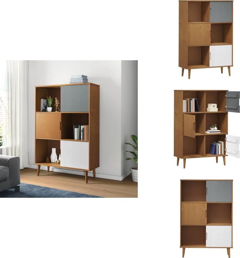 VidaXL Boekenkast Boekenkasten Boekenschap Boekenstandaard Boekenkast MOLDE 90x35x133 5 cm massief grenenhout bruin