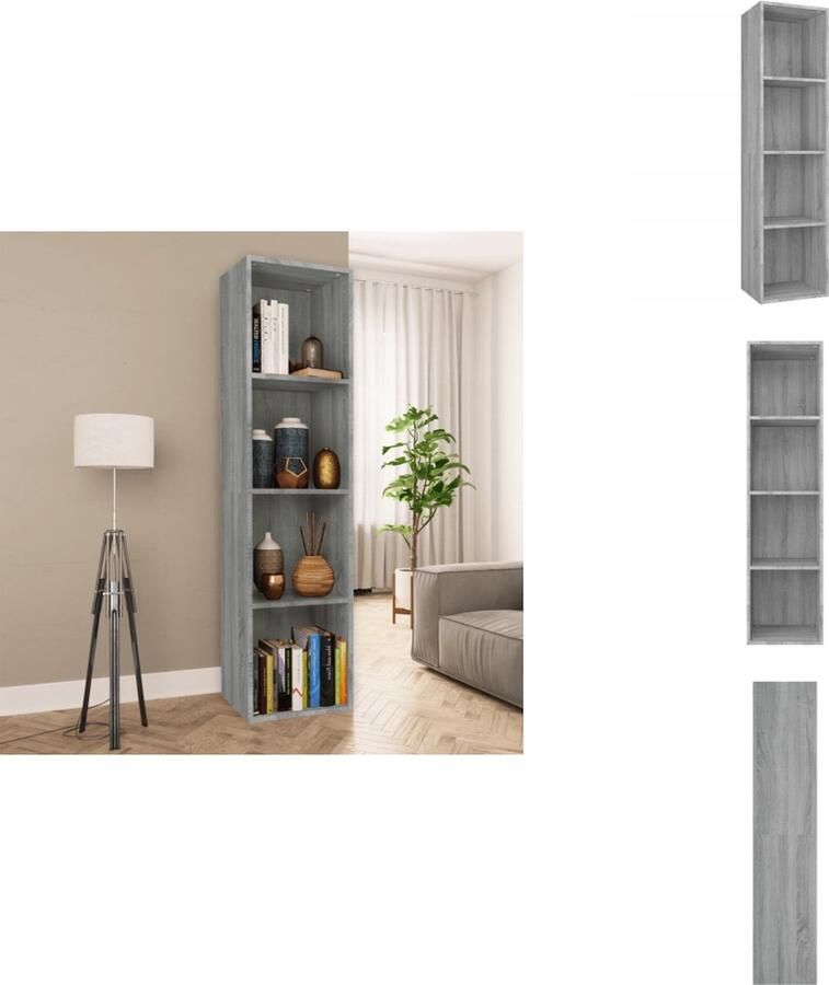 VidaXL Boekenkast Boekenkasten Boekenschap Boekenstandaard Boekenkast tv-meubel 36x30x143 cm grijs sonoma eikenkleurig - Foto 2