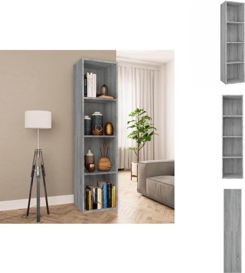 VidaXL Boekenkast Boekenkasten Boekenschap Boekenstandaard Boekenkast tv-meubel 36x30x143 cm grijs sonoma eikenkleurig