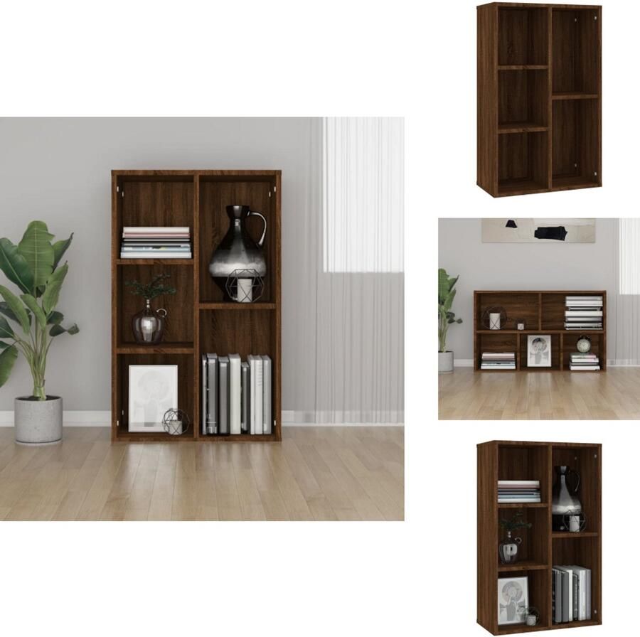 VidaXL Boekenkast Boekenkasten Boekenschap Boekenstandaard Boekenkast dressoir 50x25x80 cm bewerkt hout bruineikenkleurig