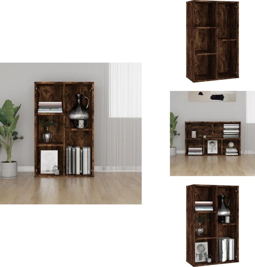 VidaXL Boekenkast Boekenkasten Boekenschap Boekenstandaard Boekenkast dressoir 50x25x80 cm bewerkt hout gerookt eikenkleur