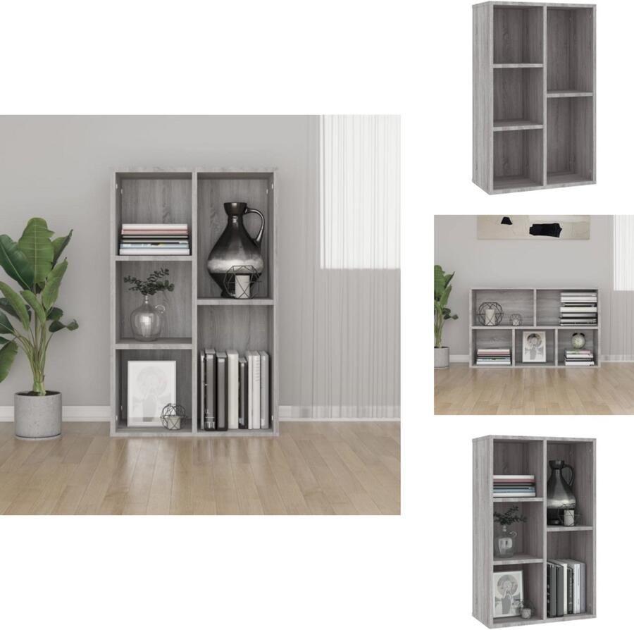 VidaXL Boekenkast Boekenkasten Boekenschap Boekenstandaard Boekenkast dressoir 50x25x80 cm bewerkt hout sonoma grijs