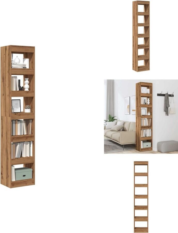 VidaXL Boekenkast Boekenkasten Boekenschap Boekenstandaard Boekenkast kamerscherm 40x30x198 cm artisanaal eikenkleur