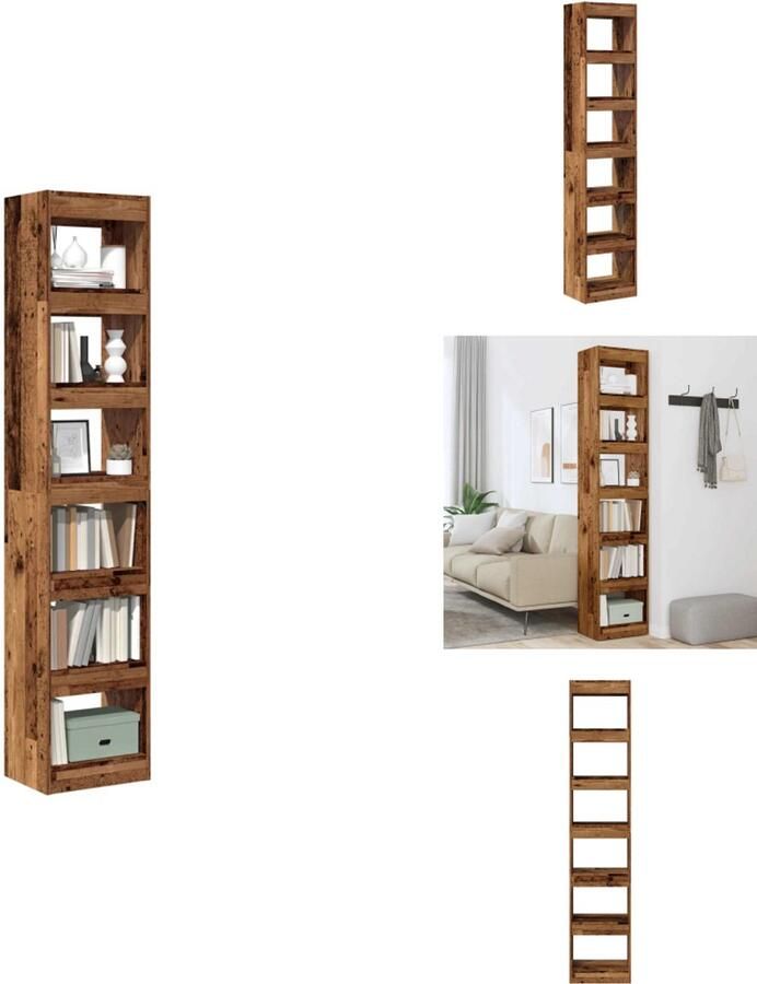 VidaXL Boekenkast Boekenkasten Boekenschap Boekenstandaard Boekenkast kamerscherm 40x30x198 cm oud houtkleurig