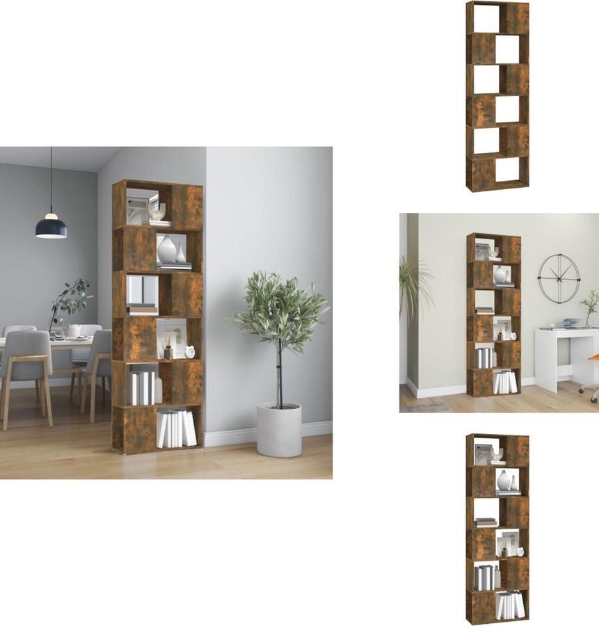 VidaXL Boekenkast Boekenkasten Boekenschap Boekenstandaard Boekenkast kamerscherm 60x24x186 cm gerookt eikenkleurig