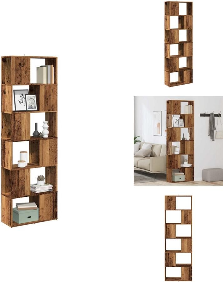 VidaXL Boekenkast Boekenkasten Boekenschap Boekenstandaard Boekenkast kamerscherm 60x24x186 cm oud houtkleurig