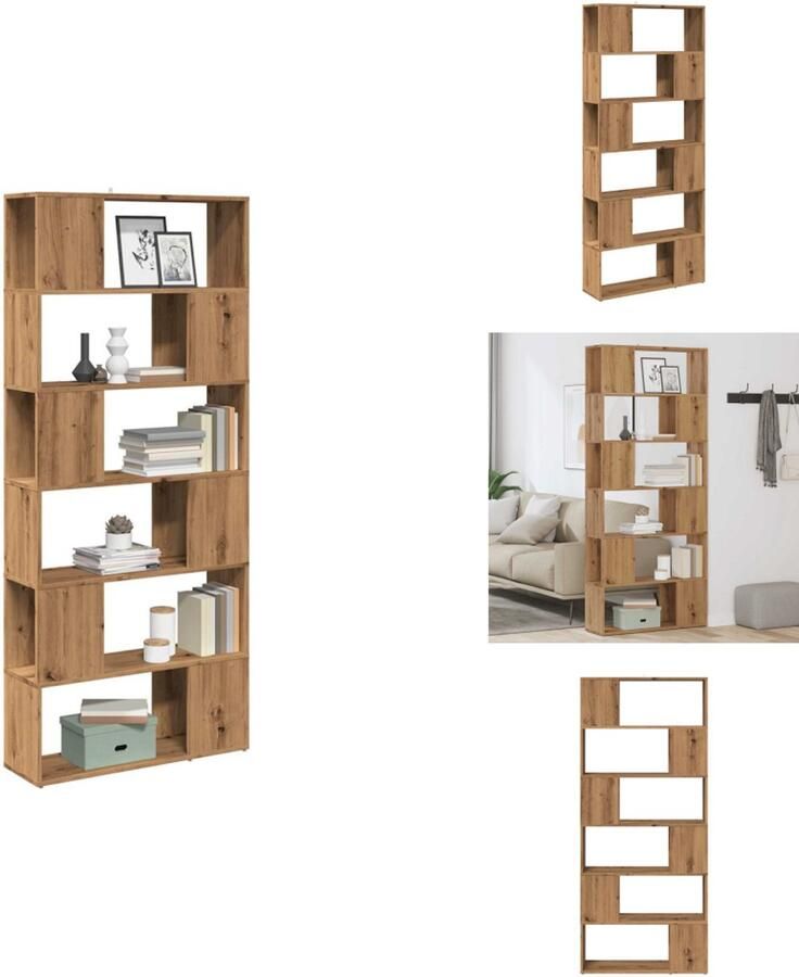 VidaXL Boekenkast Boekenkasten Boekenschap Boekenstandaard Boekenkast kamerscherm 80x24x186 cm artisanaal eikenkleur