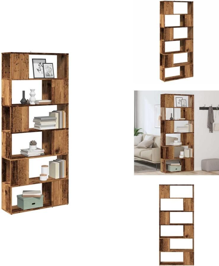VidaXL Boekenkast Boekenkasten Boekenschap Boekenstandaard Boekenkast kamerscherm 80x24x186 cm oud houtkleurig