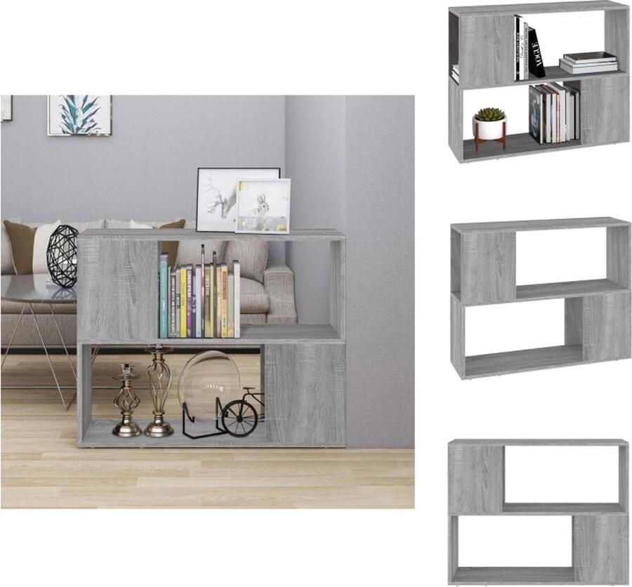 VidaXL Boekenkast en Kamerscherm Grijs Sonoma Eiken 80 x 24 x 63 cm Stevig materiaal voldoende opbergruimte en veelzijdige functie Kast