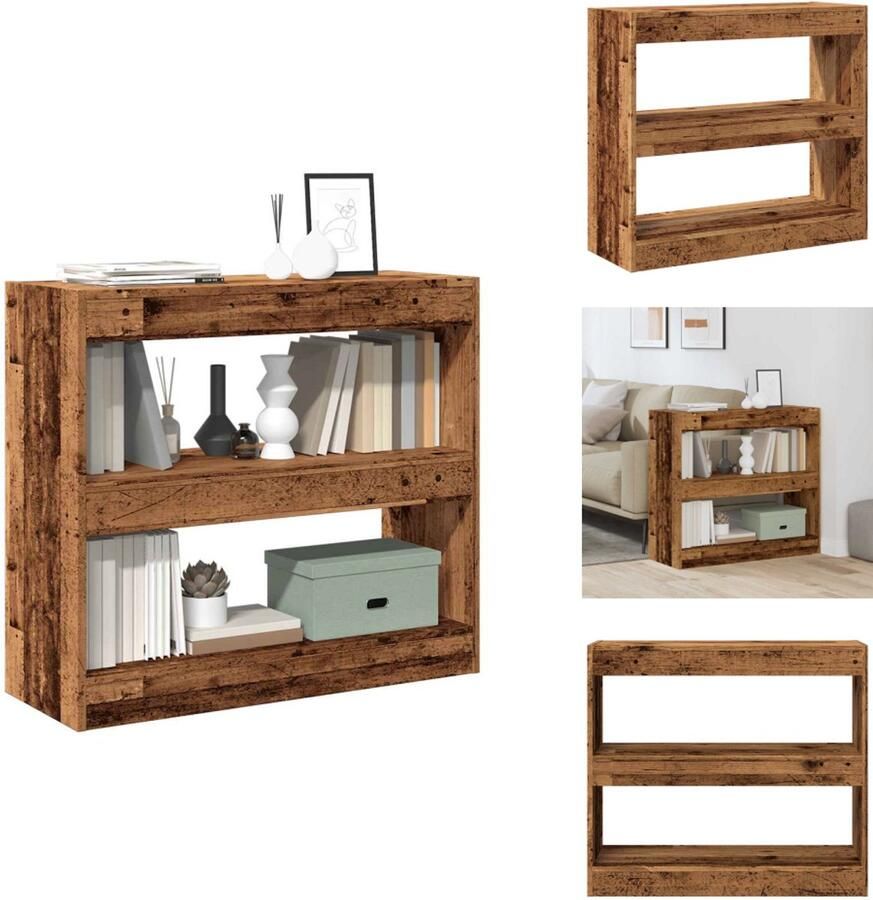 VidaXL Boekenkast Boekenkasten Boekenschap Boekenstandaard Boekenkast kamerscherm 80x30x72 cm oud houtkleurig