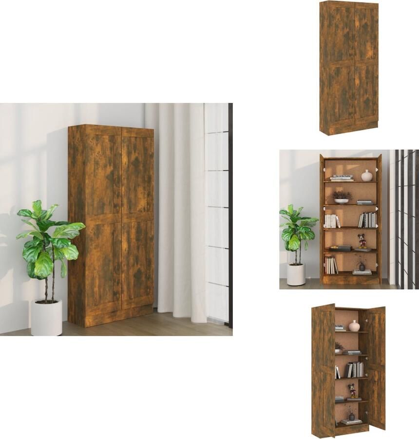 VidaXL Boekenkast Boekenkasten Boekenschap Kantoorkast Boekenkast 82 5x30 5x185 5 cm bewerkt hout gerookt eikenkleurig