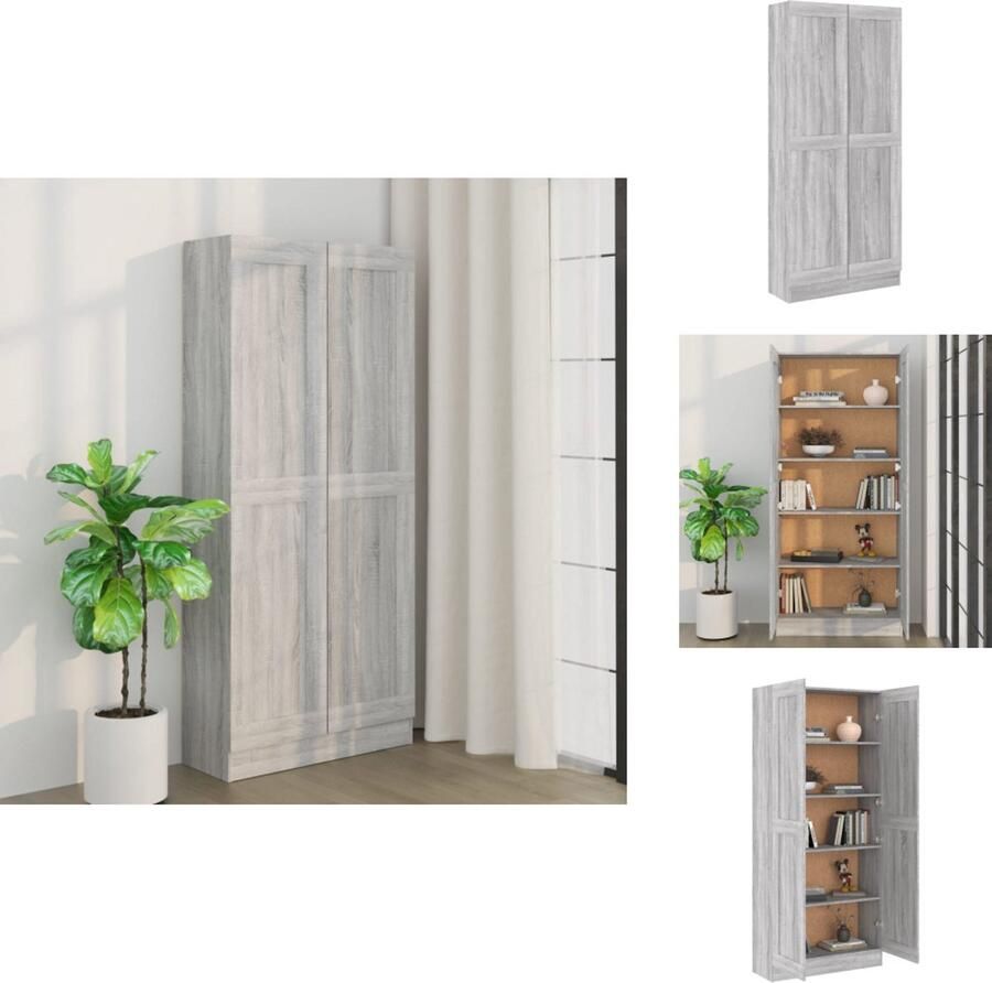 VidaXL Boekenkast Boekenkasten Boekenschap Kantoorkast Boekenkast 82 5x30 5x185 5 cm bewerkt hout grijs sonoma eiken