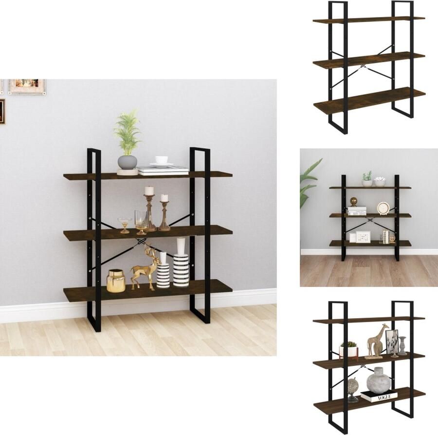 VidaXL Boekenkast Boekenkasten Boekenschap Kast Boekenkast 100x30x105 cm bewerkt hout gerookt eikenkleurig