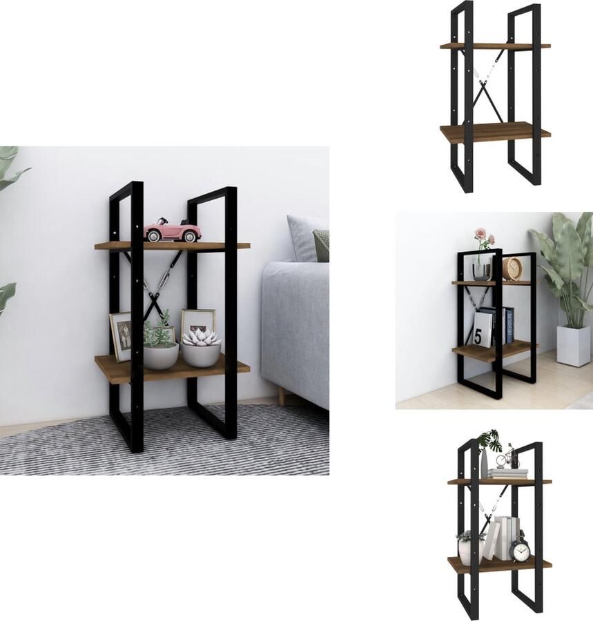 VidaXL Boekenkast Boekenkasten Boekenschap Kast Boekenkast 2-laags 40x30x70 cm bewerkt hout bruineikenkleurig - Foto 2