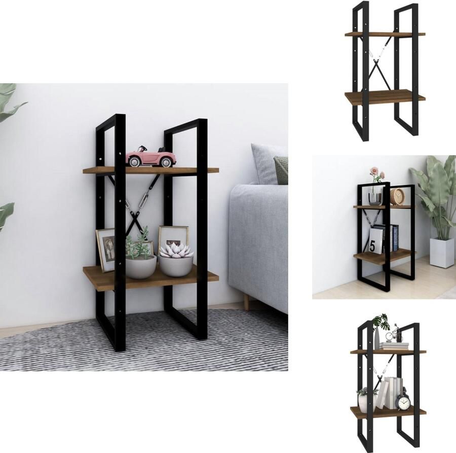 VidaXL Boekenkast Boekenkasten Boekenschap Kast Boekenkast 2-laags 40x30x70 cm bewerkt hout bruineikenkleurig