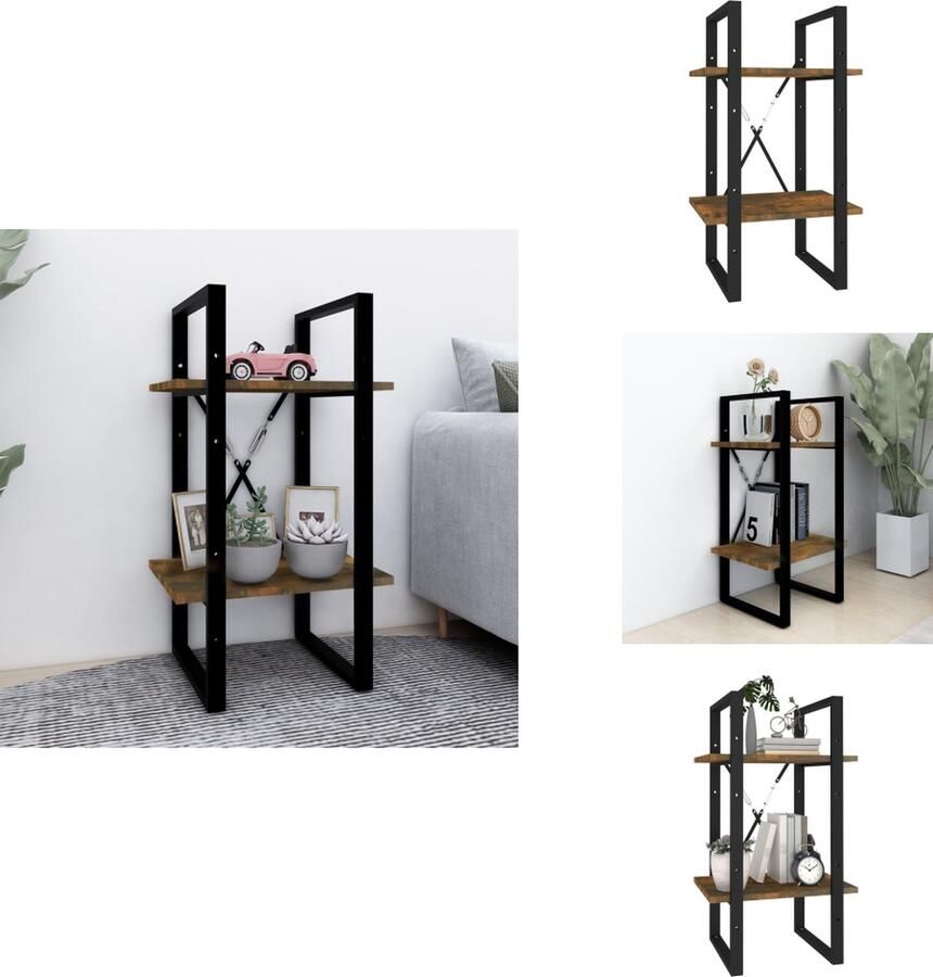 VidaXL Boekenkast Boekenkasten Boekenschap Kast Boekenkast 2-laags 40x30x70 cm bewerkt hout gerookt eikenkleur