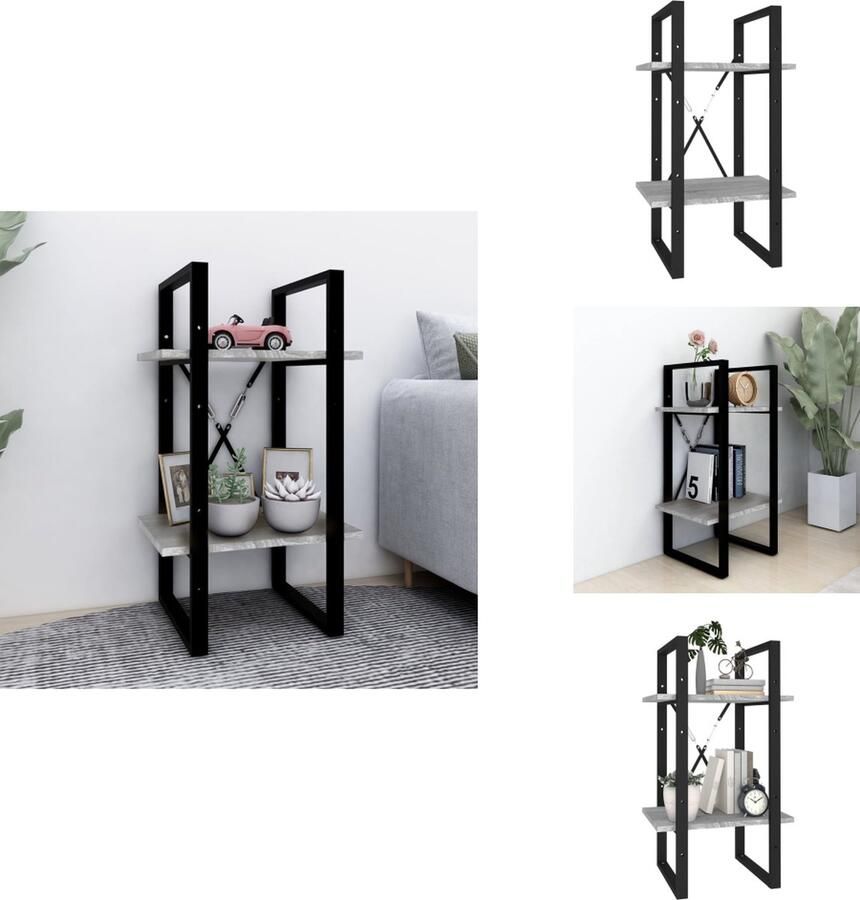 VidaXL Boekenkast Boekenkasten Boekenschap Kast Boekenkast 2-laags 40x30x70 cm bewerkt hout grijs sonoma eiken