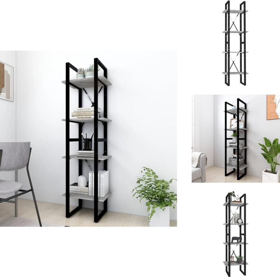 VidaXL Boekenkast Boekenkasten Boekenschap Kast Boekenkast 4-laags 40x30x140 cm bewerkt hout grijs sonoma eiken