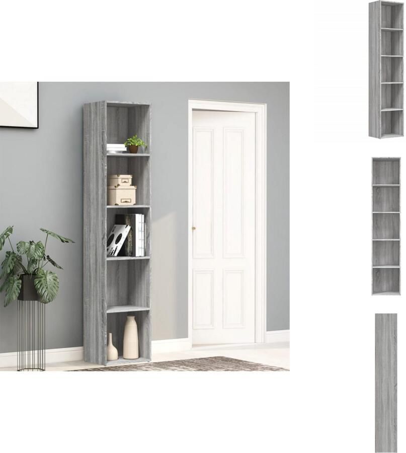 VidaXL Boekenkast Boekenkasten Boekenschap Kast Boekenkast 40x30x189 cm bewerkt hout grijs sonoma eikenkleurig