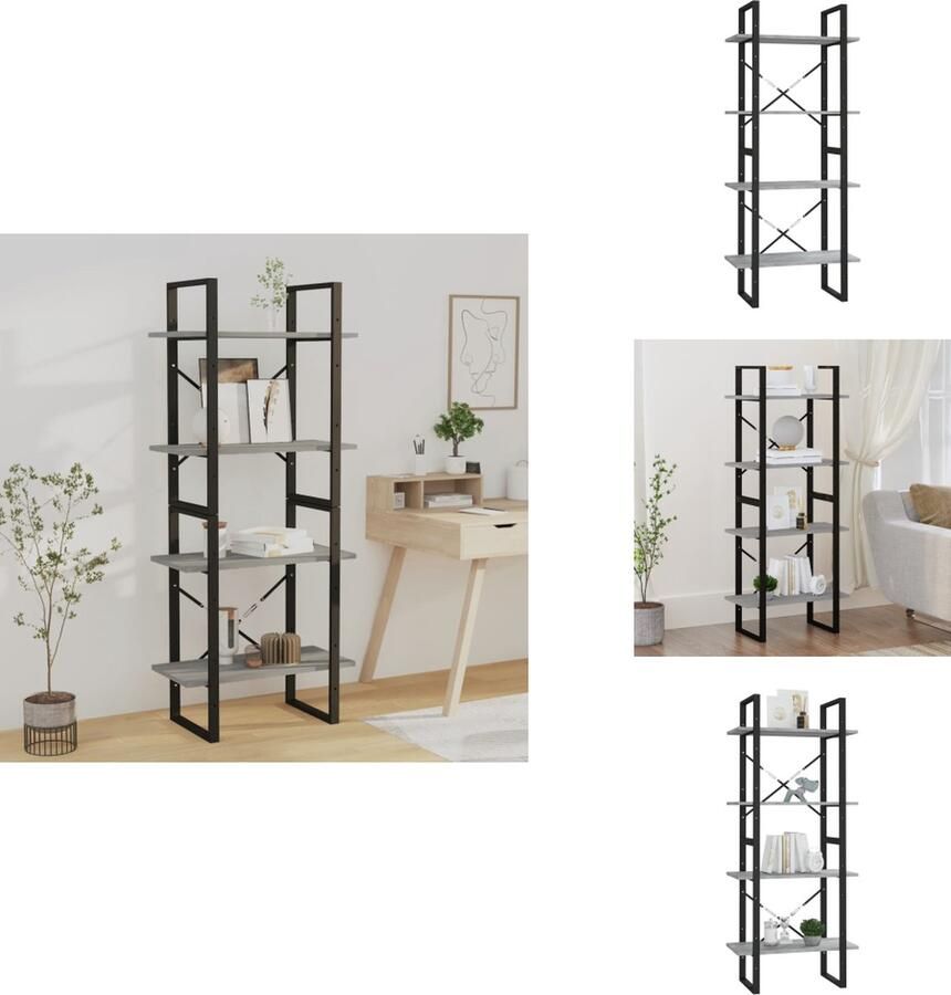 VidaXL Boekenkast Boekenkasten Boekenschap Kast Boekenkast 60x30x140 cm bewerkt hout grijs sonoma eikenkleurig