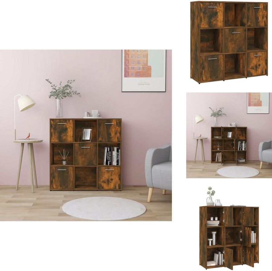 VidaXL Boekenkast Boekenkasten Boekenschap Kast Boekenkast 90x30x90 cm bewerkt hout gerookt eikenkleurig