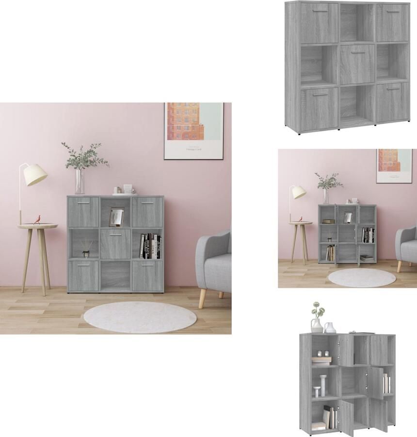 VidaXL Boekenkast Boekenkasten Boekenschap Kast Boekenkast 90x30x90 cm bewerkt hout grijs sonoma eikenkleurig