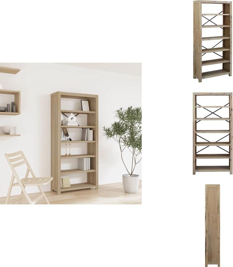 VidaXL Boekenkast Boekenkasten Boekenschap Kast Boekenkast met 6 schappen 80x30x170 cm massief acaciahout