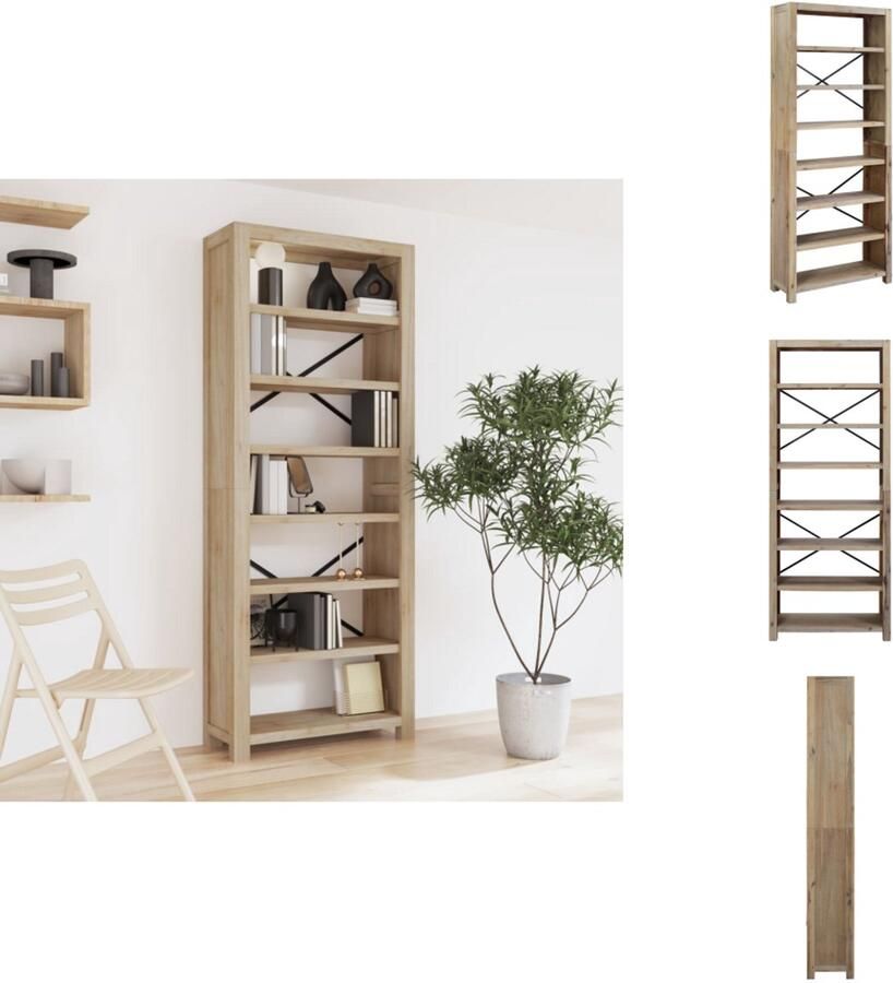 VidaXL Boekenkast Boekenkasten Boekenschap Kast Boekenkast met 7 schappen 80x30x200 cm massief acaciahout